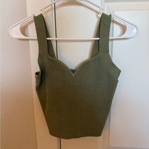 Abercrombie Olive Ribbed crop top